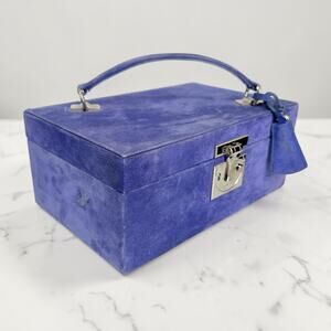 Tanner Krolle Luxury Purple Suede 2-Tier Locking Jewelry Box Travel Case Handbag